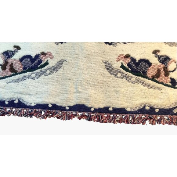 Sledding Snow Scene Tapestry Placemat Vintage Christmas Woven 18 x 14 lot 4 - Picture 8 of 10